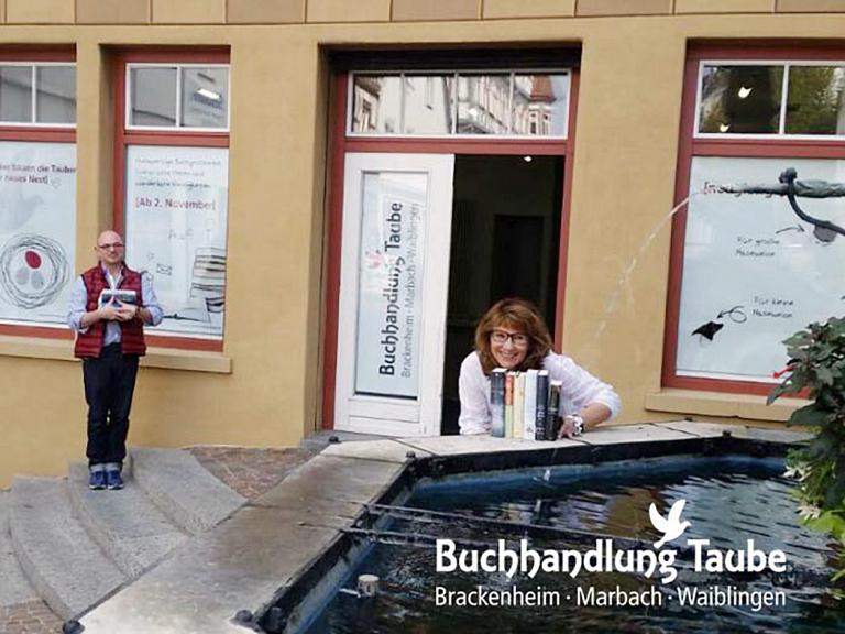 Schaufensterbeschriftung Buchhandlung Taube in Waiblingen